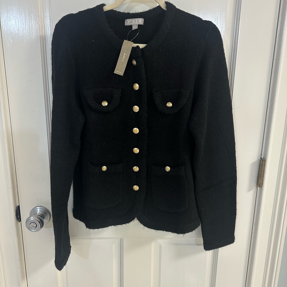 J. Crew Black Lady Jacket with gold buttons